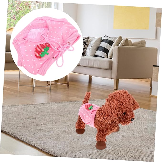 Milisten Pet Diaper Washable Male Dog Physiological Pants Absorbent Comfortable Menstruation Underwear for Untrained Puppies and Dogs Heat s Strawberry Dots