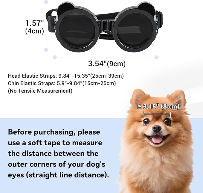 Extra Small Dog Helmet with Cute Dog Goggles, Protects Eyes & Head from Impact, Ideal for Puppy Riding/Outdoor Activities/Halloween Cosplay, Black