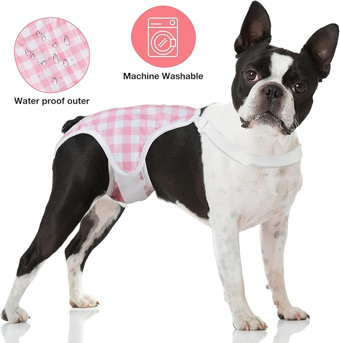 MICOOYO Dog Diaper Onesie Sanitary Pantie with Adjustable Suspender Washable Dog Period Panties Doggie Diapers Pet Underwear Female Dogs Diapers for Heat (Striped, L/XL)