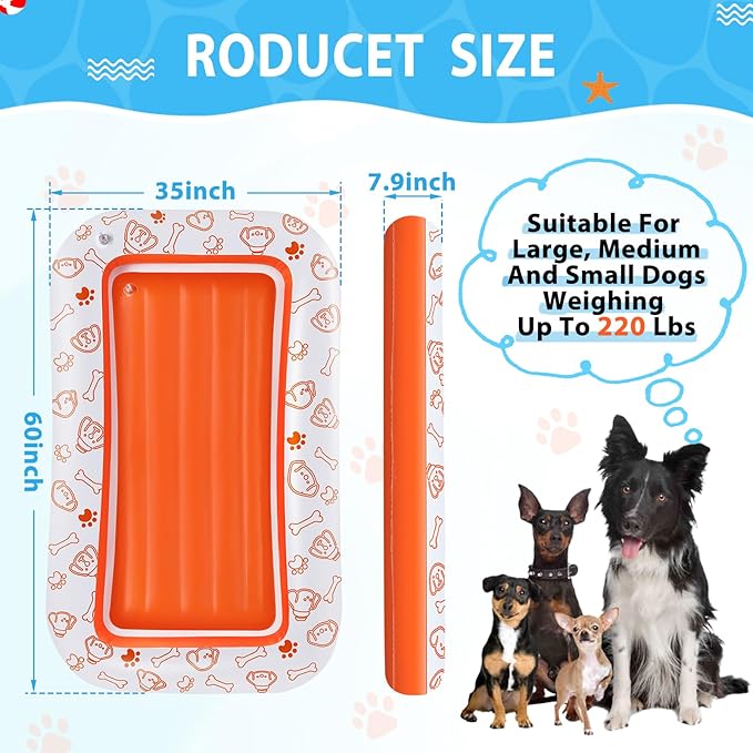 Large Dog Pool Float, 55x35/60x35 Inch Dog Float Raft for Pool Lake River, Puncture Proof Dogs Floatie Boat Pet Float for Large Medium Small Dogs Holds Up to 110/220 Lbs