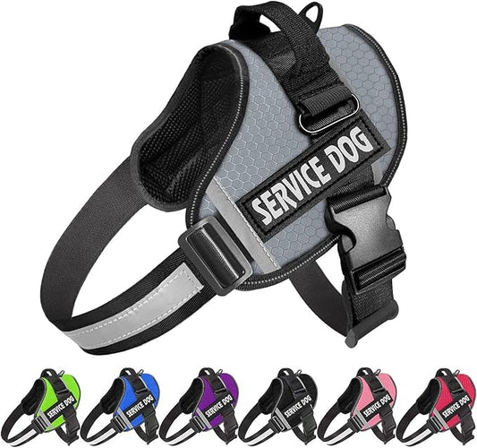 JSXD Dog Harness,No-Pull Service Dog Harness with Handle Adjustable Outdoor Pet Dog Vest 5M Reflective Nylon Material Vest for Breeds,Easy Control for Small Medium Large Dogs