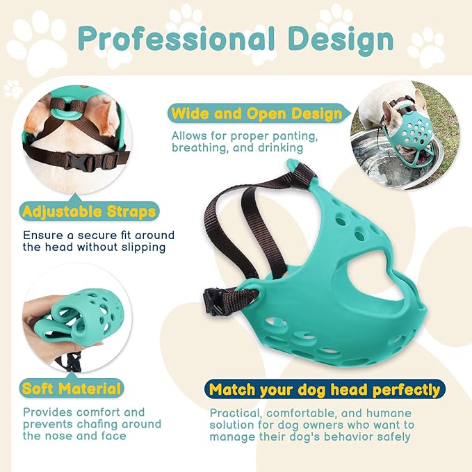 BARKLESS Muzzle for Short Snout Dog, Soft French Bulldog Muzzles to Prevent Biting, Brachycephalic Dog Mouth Guard for Aggressive Frenchie Boston Terriers Grooming Walking, Allows Panting