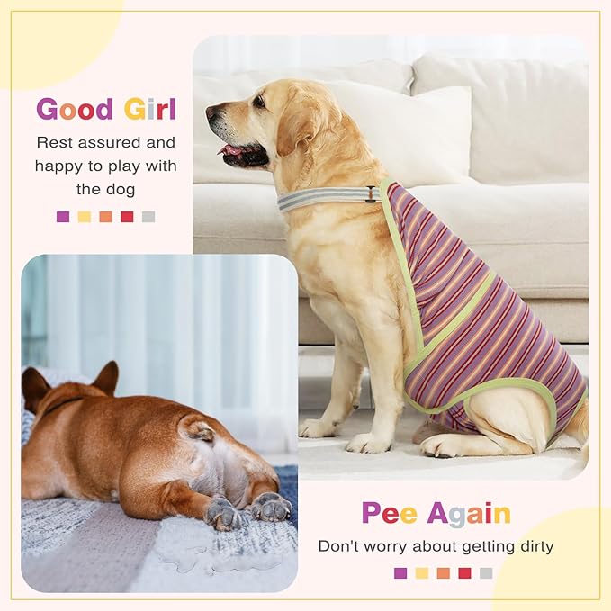 Female Dog Diapers for Heat, Washable Onesie Sanitary Pantie with Adjustable Suspender Washable, Reusable Dog Period Panties Doggie Diapers for Medium Dogs, S