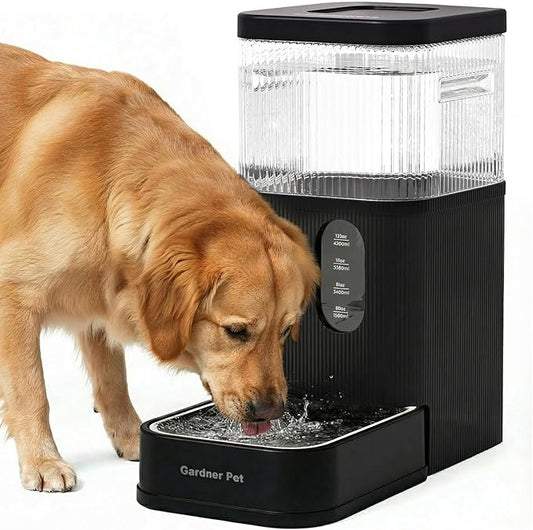 Gardner Pet 2.9 Gallon Automatic Dog Water Bowl Dispenser 11L Gravity Water Feeder with Stainless Steel Bowl & Maifan Stone Filter, BPA-Free for for Cats and Dogs (Black, 2.9 Gallon)