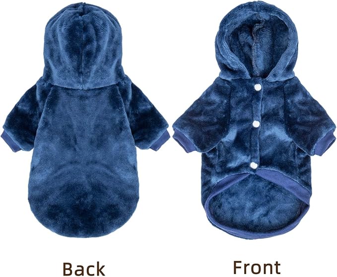 FabriCastle Dog Hoodie Sweater for Small Dogs Boy and Girl, Dog Clothes XS XXS Puppy Sweatshirt, Pet Outfit, Cat Clothing Super Soft Warm Snap On Closure (Navy, XX-Small)