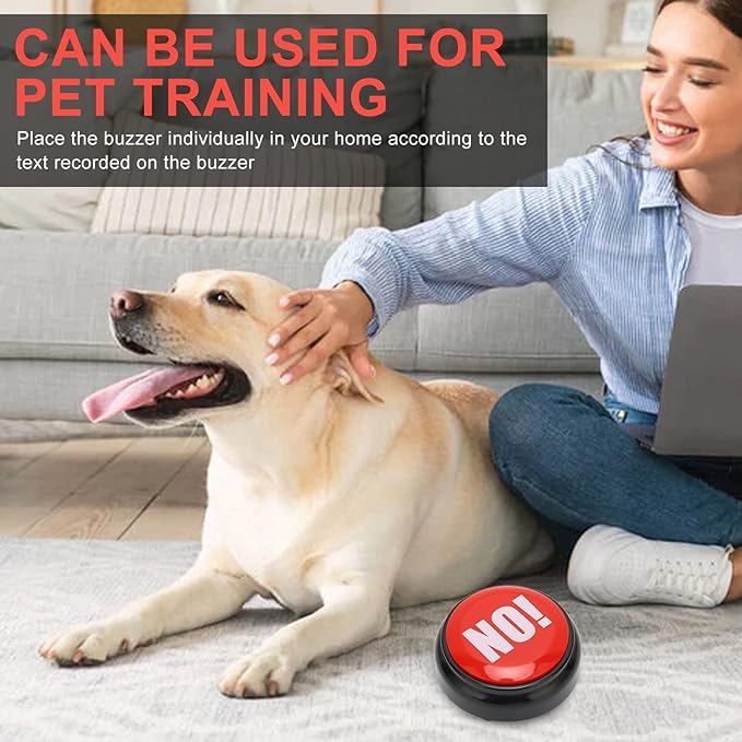 4pcs Dog Buttons for Communication, Portable Pet Training Buzzer, Yes Or No Pre Recorded Sound Effect, 2 Colors, Speaking but ton for Dog Training