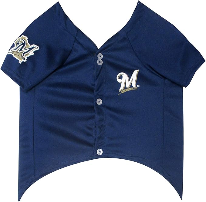 Official MLB Milwaukee Brewers Pet Jersey for Dogs & Cats, Size Medium - Stylish Baseball Jersey for Your Furry Fan- Show Off Team Spirit with The Perfect Fan Apparel Gear for Pet, Dog & Cat