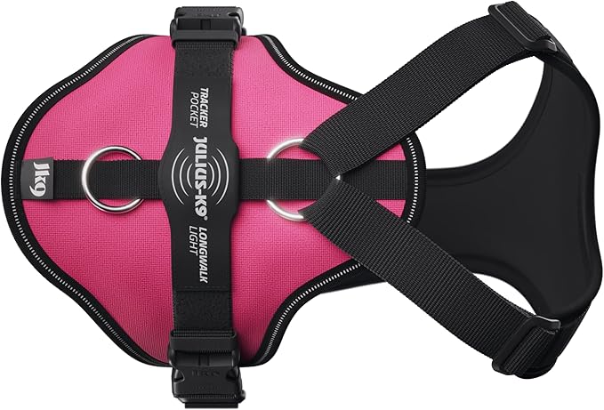 JK9 Longwalk Light Dog Harness with Tracker Pocket, DarkPink, Size: XL