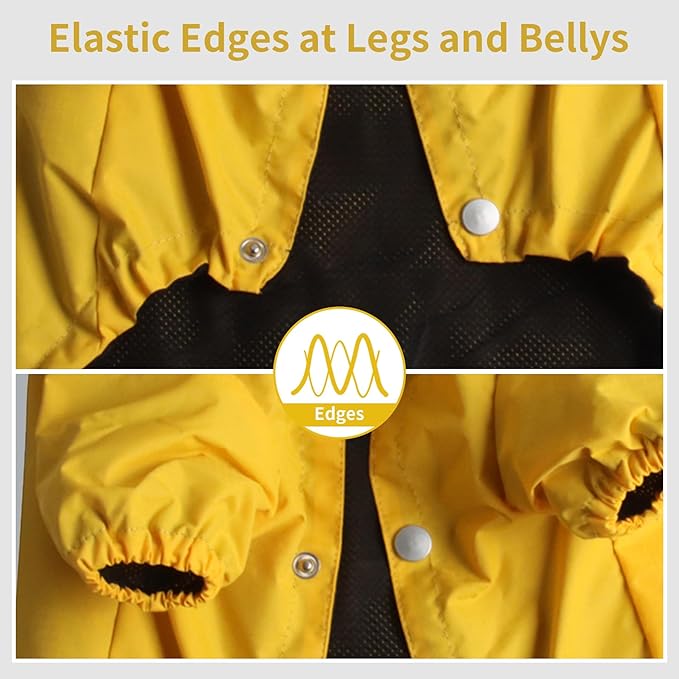 Premium Dog Raincoat with Hood for Small Dogs,Outdoor Sports Waterproof Dog Rain Jacket,Puppy Raincoat with Pockets,Yellow S