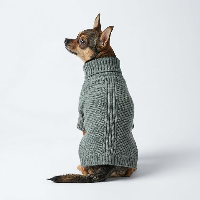 Fitwarm Dog Turtleneck Sweater, Thermal Knitted Pet Coat, Dog Winter Clothes for Small Dogs, Cat Apparel, Heather Grey, Large