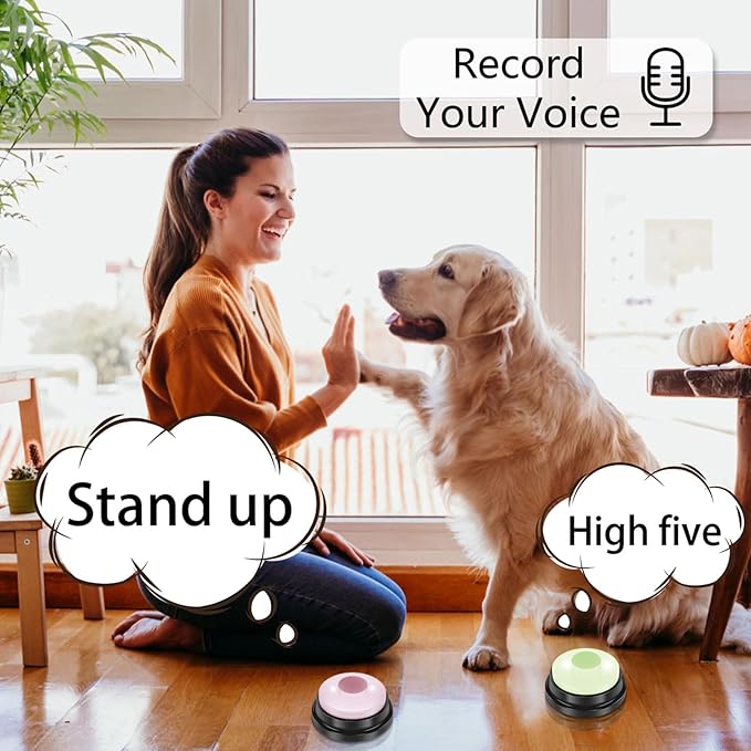 4Pcs Dog Buttons for Communication Voice with Light, Recording Button for Words Talking and Answer, Pet Button Answering Buzzer Best Toys fit Dog Tranning