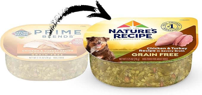 Nature's Recipe Grain Free Wet Dog Food, Chicken & Turkey Recipe, 2.75 Ounce Cup (Pack of 12)