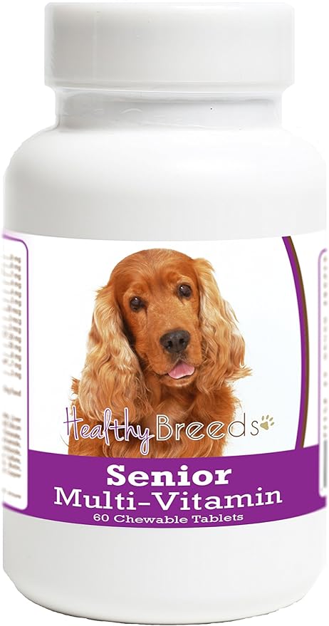 Healthy Breeds Senior Dog Vitamins and Minerals for Cocker Spaniel - OVER 200 BREEDS - Veterinarian Formulated Daily Dietary Chewable Tablet - 60 Chews