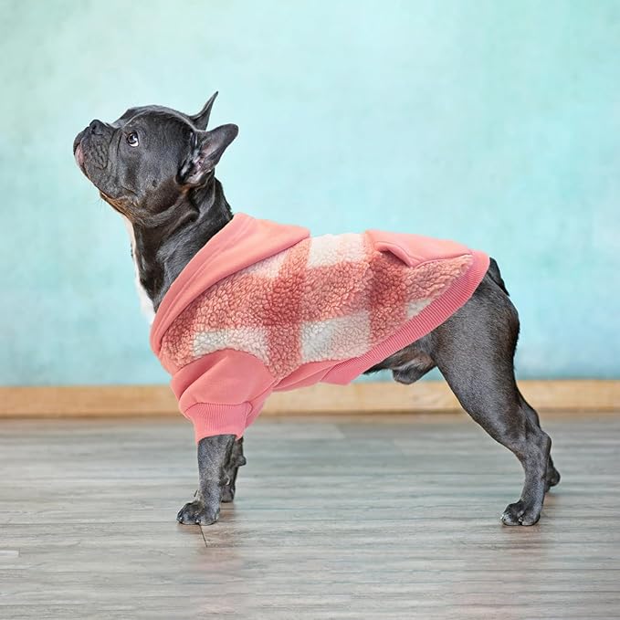 PUPTECK Dog Hoodie Puppy Sweatshirt Warm Dog Sweater Winter Clothes Cold Weather Coats for Small Medium Large Dogs, Pink, XL