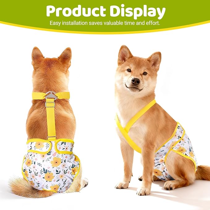 3 Pack Washable Dog Diapers Female with Suspenders Diaper for Dogs Reusable Dog Diapers Dog Period Panties for Doggie in Cycle (Small)