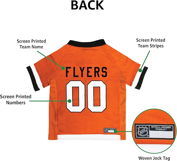 NHL Philadelphia Flyers Jersey for Dogs & Cats, Medium. - Let Your Pet Be A Real NHL Fan!