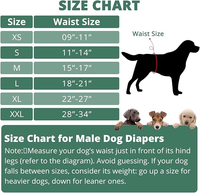 Paw Legend Washable Dogs Diapers Male Dog Belly Bands for Male Dogs Diapers Reusable Puppy & Doggie Diapers Male (3 Pack, XX-Large)