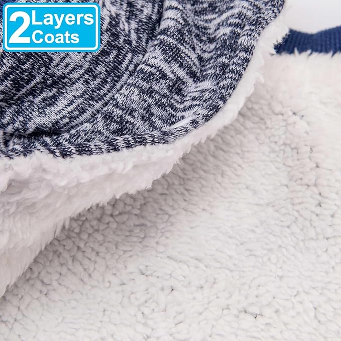 Dog Sweater, Dog Sweaters for Small Dogs, 2, 3 Pack Warm Soft Pet Clothes for Puppy, Medium Large Cat, Dogs Girl or Boy, Dog Shirt for Winter Christmas (Coat Grey+Navy, X-Small)