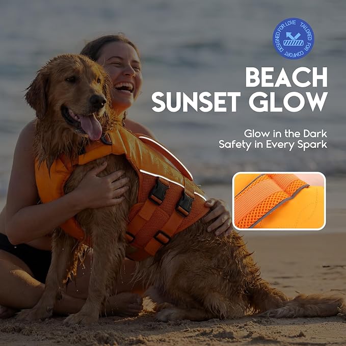 ASENKU Dog Life Jacket, High-Buoyancy Reflective Dog Swimming Vest with Durable Handles for Small/Medium/Large Dogs - Pool, Beach, Boating (Orange, XS)