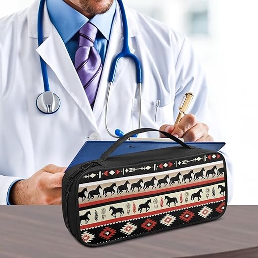 Gomyblomy Aztec Horse Stethoscope Carrying Case for Nurses and Doctors, Shockproof Stethoscope Case with Extra Room for Classic III, Lightweight II S.E. Stethoscopes and More