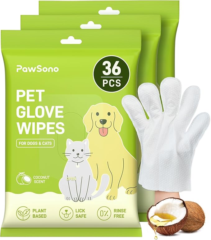 36PCS Hypoallergenic Pet Glove Wipes for Dogs & Cats - Quick Clean & Deodorizing Between Baths & Travel | Dog Washing Wipes for Fur, Butt, Paws, Eyes & Ears |Cat Cleaning Gloves for Grooming & Bathing