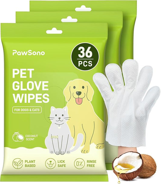 36PCS Hypoallergenic Pet Glove Wipes for Dogs & Cats - Quick Clean & Deodorizing Between Baths & Travel | Dog Washing Wipes for Fur, Butt, Paws, Eyes & Ears |Cat Cleaning Gloves for Grooming & Bathing