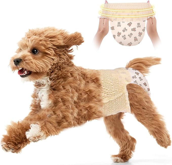 Ambreview Dog Diapers Female, Disposable Diapers for Female Dog with Stretchy Waist, Pull Up Puppy Wraps for Doggie in Heat Period Super Absorbent Leak-Proof Doggy Diaper for Dogs 10PCS (XL)