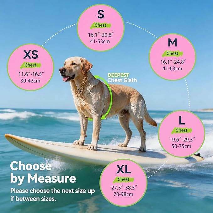 Dogcheer Dog Life Jacket with Double Rescue Handle, Reflective Dog Harness Life Vest for Swimming Boating, Adjustable Pet Swim Vest Dog Flotation Device DFD for Small Medium Large Dogs - Pink XL