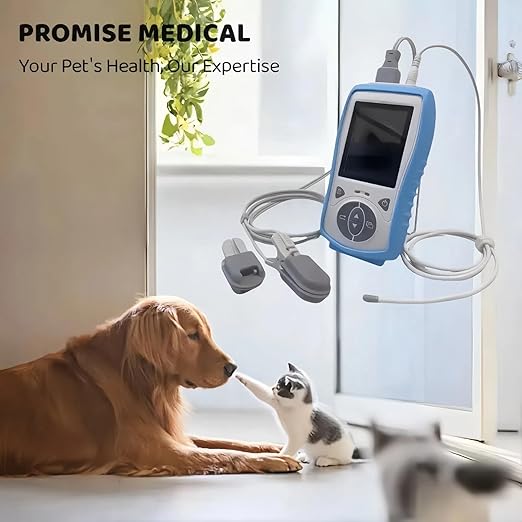 Vet Handheld Monitor with 2.8" LCD, Pet Vital Signs Monitor for SpO2 / Heart Rate/TEMP, Rechargeable Battery - Veterinary Use for Dogs, Cats, Horses etc.