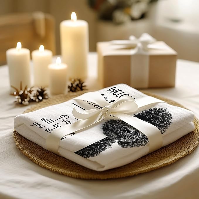 Cabana Bro Funny Poodle Bathroom Hand Towels, Black Poodle Gifts, Dog Lovers Mom Dad Gifts Decorative Hand Towels for Kids Guest Bathroom Washroom Half Bath, 16x24 Inch