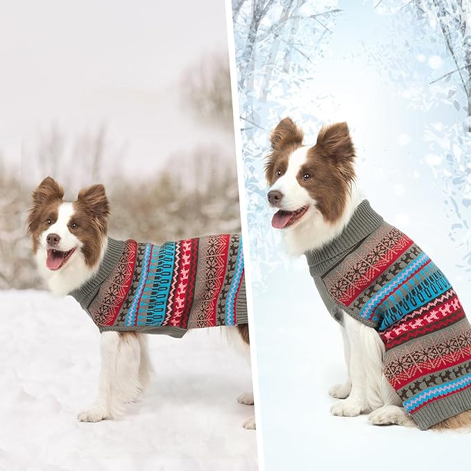 Mihachi Dog Sweater - Winter Coat Apparel Clothes with Colorful Stripes for Cold Weather