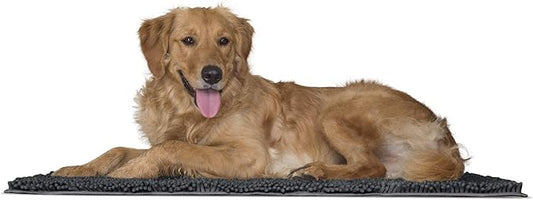 Furhaven 36" x 26" Highly Absorbent Dog Door Mat for Muddy Paws, 100% Washable, Perfect for Entryway, Kitchen, & Bathroom Use - Chenille Shammy Rug - Charcoal (Gray), Large