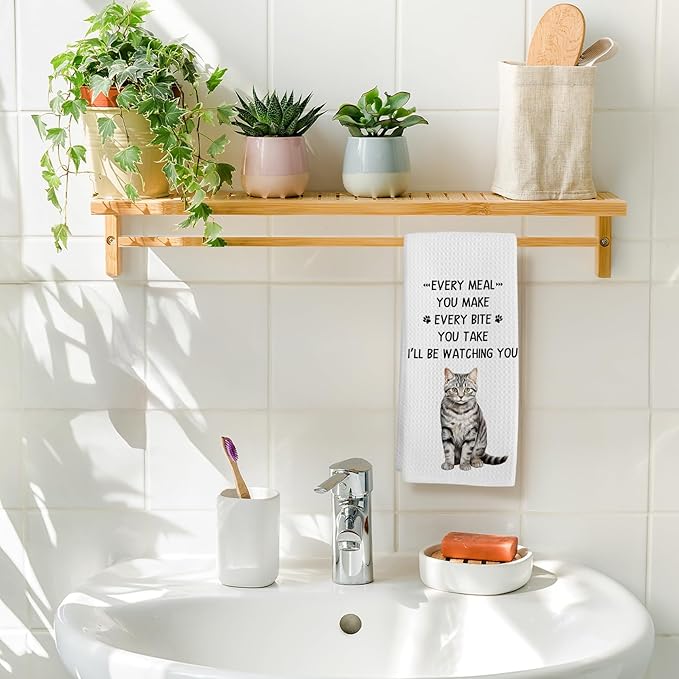 American Shorthair Gifts Cat Kitchen Towels, Gifts for American Shorthair Lovers Hand Towel, Every Meal You Make Decorative Tea Dish Towels for Kitchen, Funny Cat Kitchens Decor, 16x24in