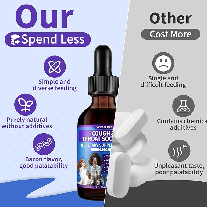 Dog Cough Treatment Support for Dogs - Dog Cough Care Natural Solution for Cough Natural Dog Cough Supplement Herbal Drops Support for All Breeds - 120 ml/4 Fl Oz