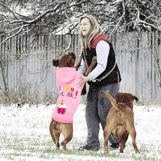 GreenJoy Dog Sweater Dog Hoodie Cold Weather Coat Hooded Sweatshirt for Puppies,Cats, Small Medium Large Dogs (Pink(It's My Birthday), XX-Large)