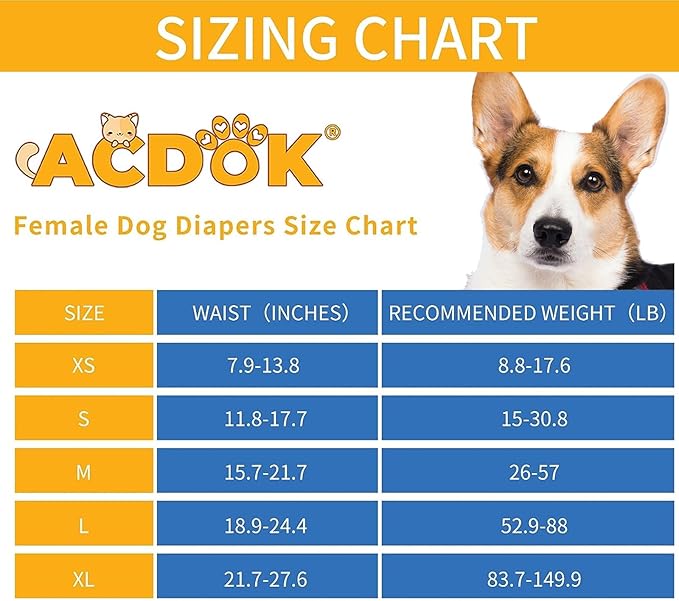 Dog Diapers Female Puppy Diapers, Highly Absorbent Dog Heat Panties Reusable, Durable Dog Sanitary Panties for Girls Medium, Upgrade Extra Large Female Doggie Diapers