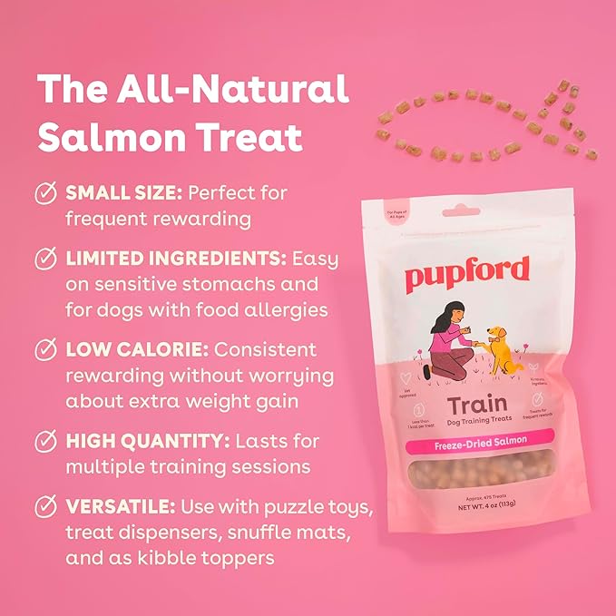 Pupford Freeze Dried Training Treats for Dogs & Puppies, 950+ Two Ingredient Bites (Salmon, 8 oz)