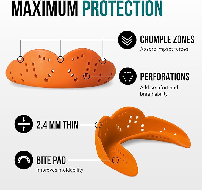SISU Max Mouthguard - 50% Stronger, Maximum Protection for Rugby, MMA, Boxing, Lacrosse, Football, Hockey, High-Impact Sports - Adult Fit, Remoldable Up to 20 Times, Works for Braces