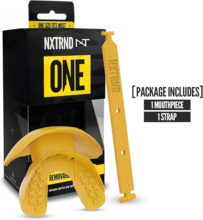 Nxtrnd One Football Mouth Guard, Strap Included, Fits Adult & Youth (Gold)