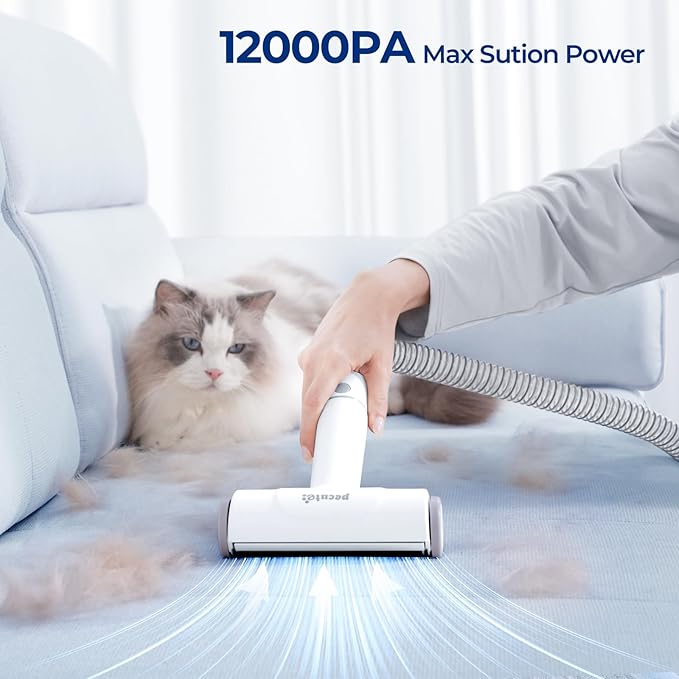 Pecute Pet Grooming Gloves & 4-in-1 Pet Grooming Vacuum Kit with Clipper, Brush