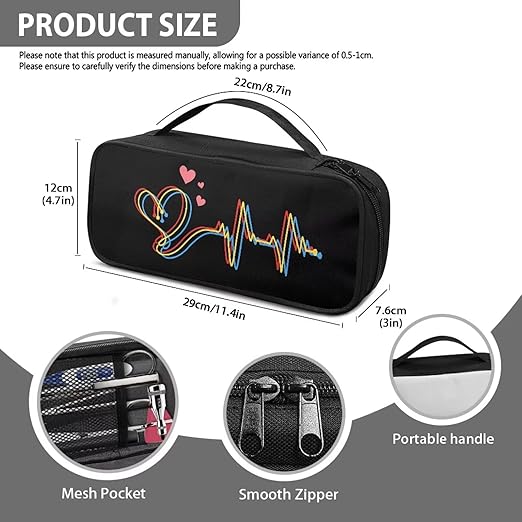 Gomyblomy Black Stethoscope Case with Extra Room for Nursing Accessories Lightweight Stethoscope Holder Compatible with Most Stethoscopes, Heart and Electrocardiogram Print