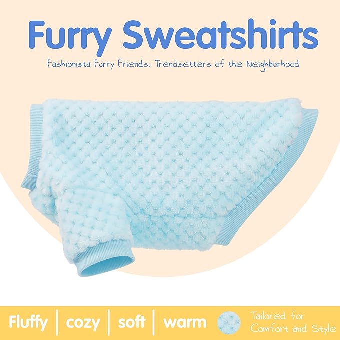 Fuzzy Pineapple Grid Dog Sweater - Ultra Soft & Warm Winter Pet Apparel, Fluffy Textured Knit for Small, Medium Dogs and Cats, Cozy Pullover Dog Coat for Cold Weather.Blue XXL