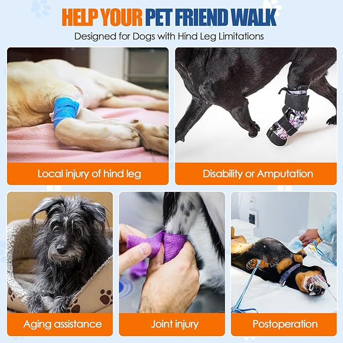 SlowTon Dog Lift Harness - Adjustable Dog Sling for Medium Large Dogs, Hind Leg Support to Help Rehabilitate, Soft Padded Dog Support Harness for Elderly, Injured, Arthritic, Disabled Dogs, M