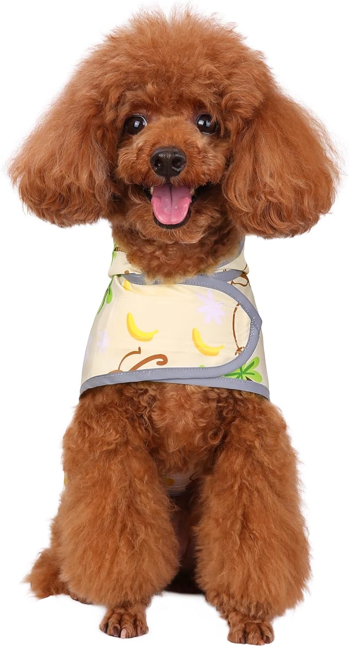 Dog Raincoat for Small Dogs Puppies Waterproof Jacket Hooded Rain Coats with Reflective Strips Leash Hole & Poncho Adjustable Fit (Monkey,S)