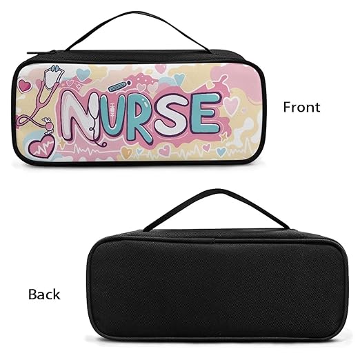 Gomyblomy Nurse Print Stethoscope Case with Extra Room and Handle Portable Stethoscope Holder Compatible with Most Stethoscopes, Cute Stethoscope Storage Bag for Nurses
