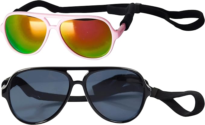 G010 Dog Pet Costume Prop Aviator Sunglasses Medium Breeds 20-40 lbs (2-Pack Black+Pink-Rose Gold mr)