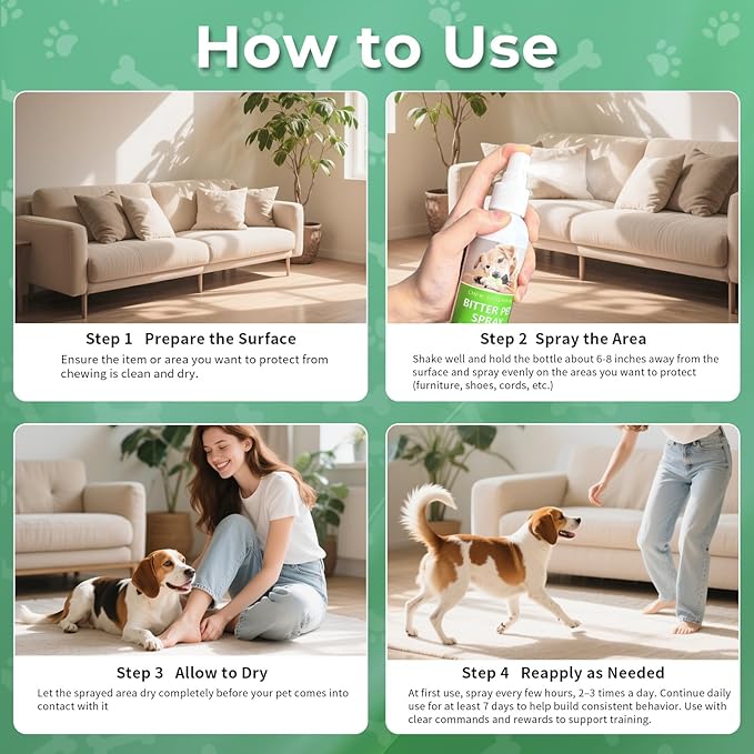 No Chew Spray for Dogs and Cats, Bitter Anti-Chew Dog Deterrent & Training Aid to Stop Chewing, Licking, Marking & Protects Furniture,Indoor & Outdoor Use –5.92 fl oz