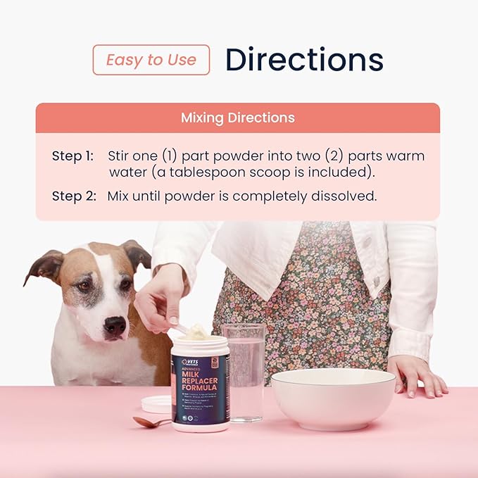 Vets Preferred Puppy Milk Replacement Formula - Dog Milk Replacer Powder Supplement for Pregnant, Lactating, Aging Dogs - Enriched with Colostrum - Nutritious Nursing Formula for Puppies - 12 Oz