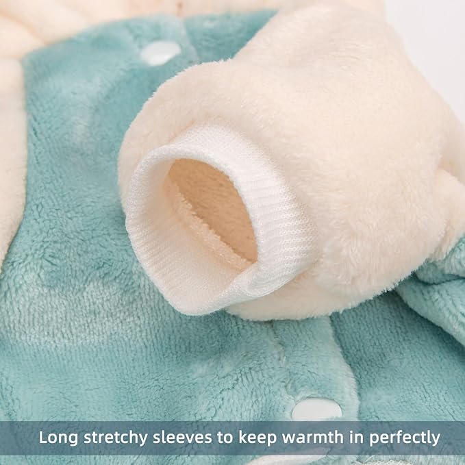 FabriCastle Dog Hoodie Sweater for Small Dogs Boy and Girl, Dog Clothes S XS XXS Puppy Sweatshirt, Pet Outfit, Cat Clothing Super Soft Warm Snap On Closure (Green-Cream, Small)