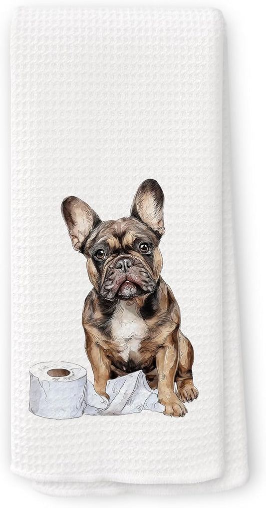 Funny French Bulldog Gifts Bathroom Hand Towels, Dog Bathroom Decor, Gifts for French Bulldog Lovers Dish Tea Towels, Kids Bath Room Washroom Toilet Decorative Hand Towel 16x24 Inch